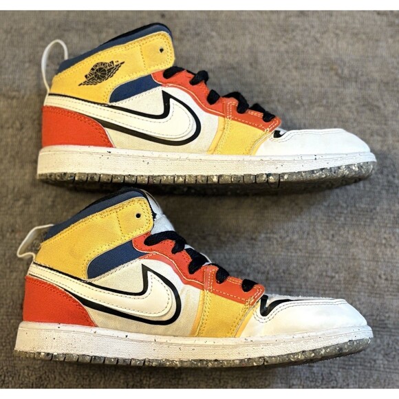 Nike Air Jordan 1 Mid SE Multi Color Canvas DV1316-100 Kids Size 3Y - Picture 1 of 7